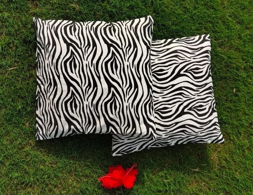 Kirti Finishing  White Tiger Print Cotton Cushion Cover 16 inches Set of 5