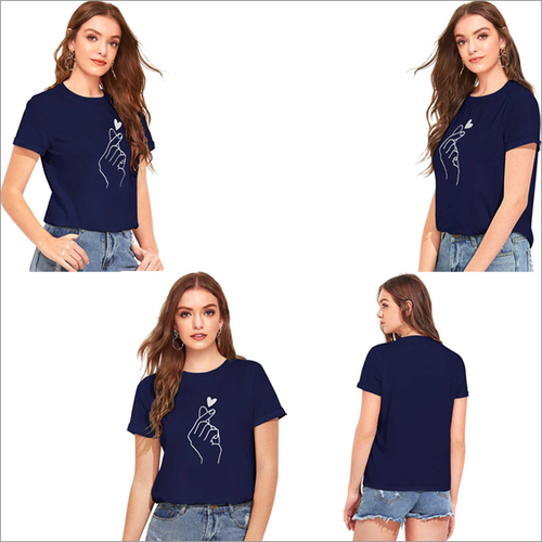 Blue Color Cotton Round Neck Half Sleeve T-shirt