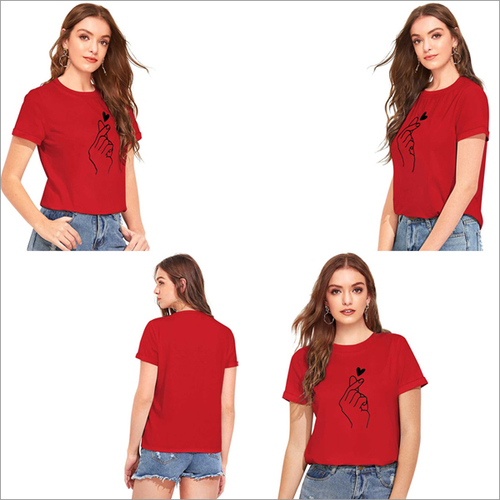 Red Color Cotton Round Neck Half Sleeve T-shirt