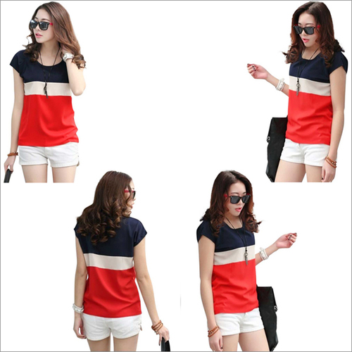 Red Color S10034 American Crepe Designer Trendy Top