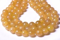 Natural Yellow Sapphire Beads - 21 Inch Long String, Smooth Finish, 8-12 mm Round Beads