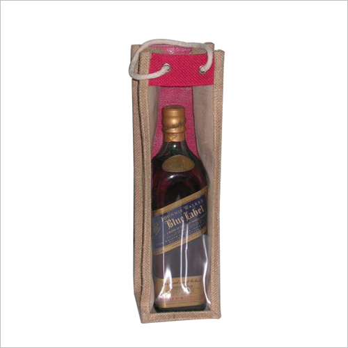 Red & Natural Jute Wine Bag