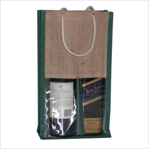 Two Bottle Natural Jute Wine Bag