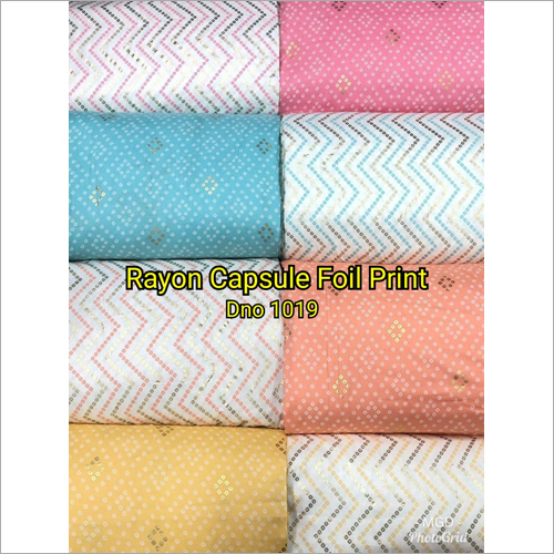 Available In Different Color Rayon Capsule Foil Print Fabric