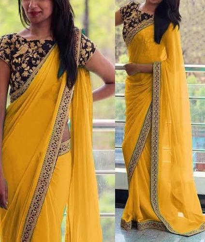 Yellow/golden Ethnic Sarees