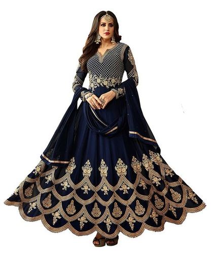 Indian Navy Blue Georgette Embroidery Anarkali Suit
