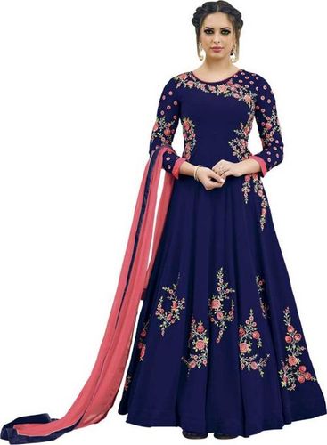 Indian Blue Georgette Embroidery Anarkali Suit