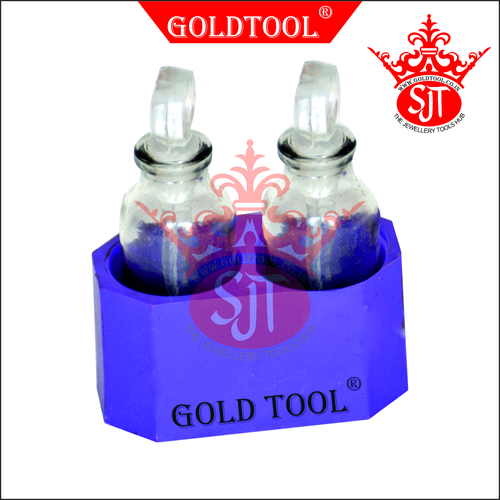 Gold Tool Acid Bottle Wooden Stand