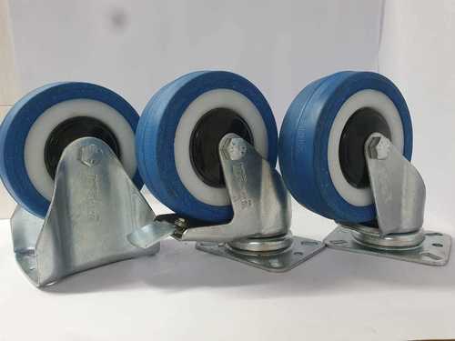 Blue/Black Rubber Caster Wheels