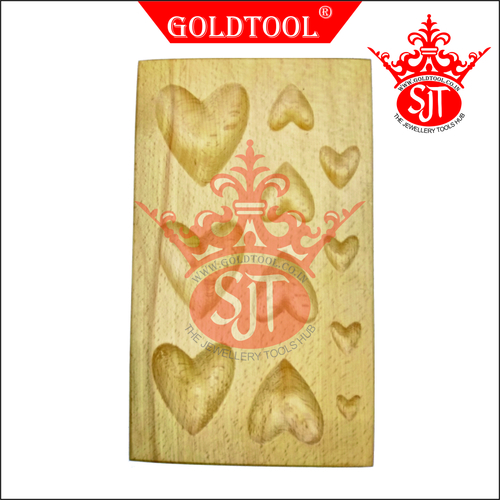 Gold Tool 11 Cavity Heart Shaped Hardwood Dapping Block