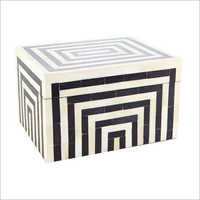 Wooden Resin And Horn Bone Inlay Box - Square Shape, Matt Finish | Folding, Waterproof, Ideal For Jewelry, Gifts, And Travel