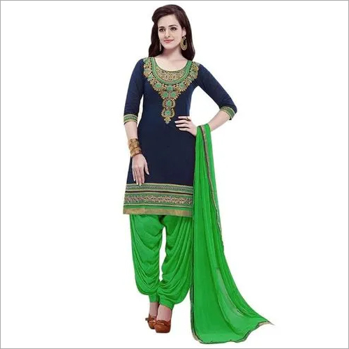 Green Cotton Embroidery Salwar Suit