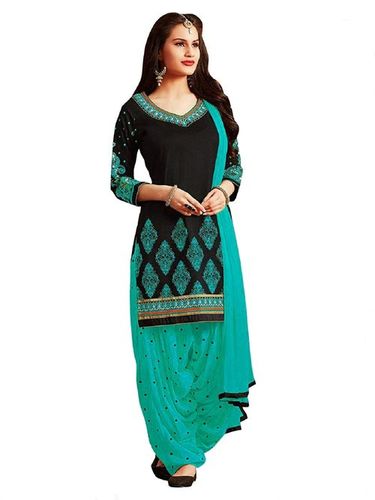 Turquoise Cotton Embroidery Salwar Suit