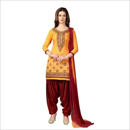 Red Cotton Embroidery Salwar Suit