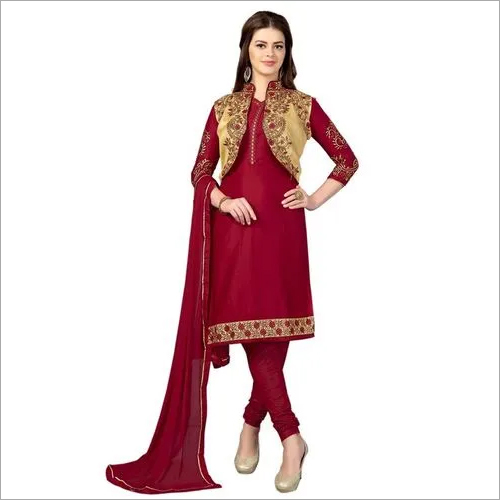 Maroon Cotton Embroidery Salwar Suit