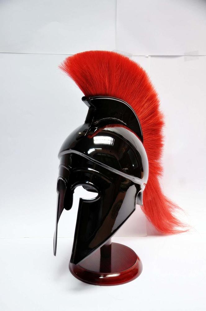 Greek Corinthian Helmet with Red Plume Sca Armor Roman Armour Spartan Larp