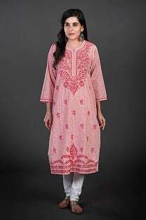 Cotton Chikan Kurti Bust Size: 40 Inch (In)