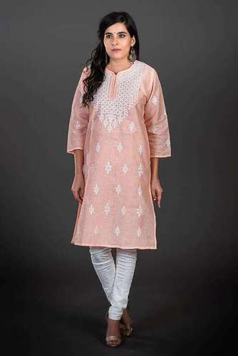 Cotton Chikan Kurti Bust Size: 46 Inch (In)