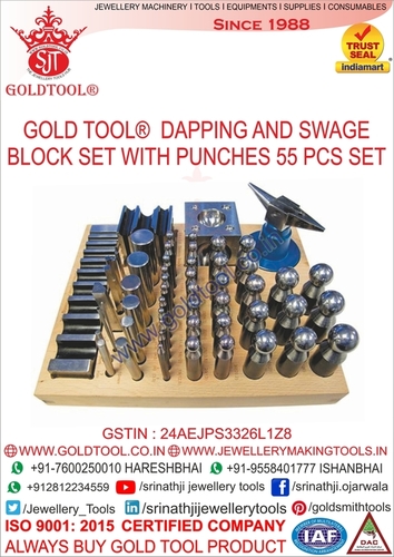 Gold Tool 55 Pieces Multi Dapping Set With Swage Block & Punch Set