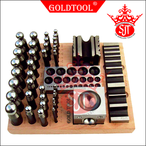 Gold Tool 40 Pieces Dapping Punch Set With Domming Block And Wooden Stand