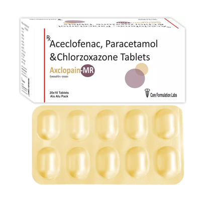 Aceclofenac IP 100mg + Paracetamol IP  325mg + Chlorozoxazone IP 250mg/AXCLOPAIN -MR