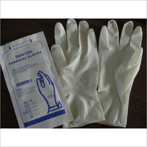 Surgical Gloves - Rubber Material, Puncture Resistant, Ivory White | Full Fingered, Sterilized, Powder Free, Skin-Friendly