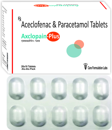 Aceclofenac IP 100mg + Paracetamol IP 325MG./AXCLOPAIN-PLUS