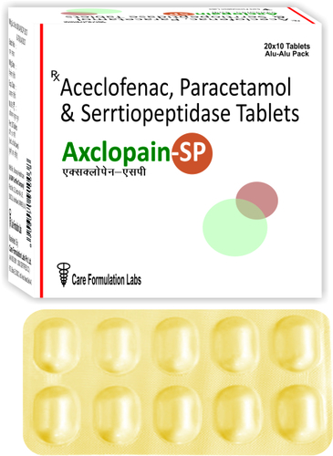 Aceclofenac IP 100mg + Paracetamol IP 325MG + Serritiopeptidase IP 15mg