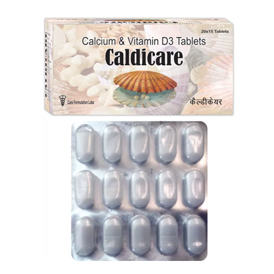 Calcium Carbonate 500mg + Vit. D3 IP 250 I.U./CALDICARE