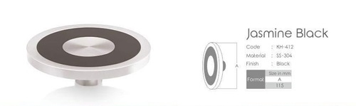 Stainless Steel Knobs - S.S 304 Grade Material, 4"x4" Size, Black Finish | Versatile Door Knob with Elegant Jasmine Black Design