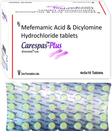 Mefenamic Acid IP 250mg + Dicyclomine HCL IP 10mg./CARESPAS-PLUS