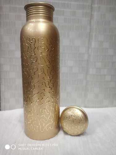 Gold Engraved Copper Water Bottle