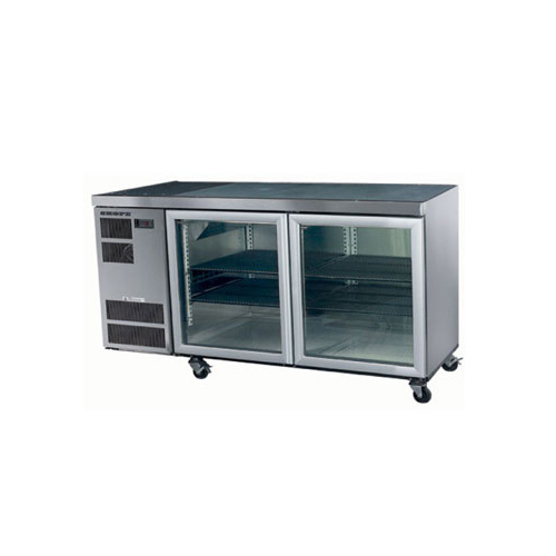 Two Door Bar Chiller - Stainless Steel, Glass Doors, Adjustable Shelving | Efficient Cooling, Mobility, Energy Saving, Temperature Control