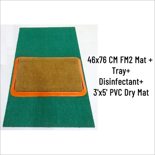 Sani Coir Mat Premium (Fm246 X 76 Cm) With Rubbertray & 1 Ltr Disinfectant +3 X 5 Feet Dry Mat Back Material: Rubber Tpr