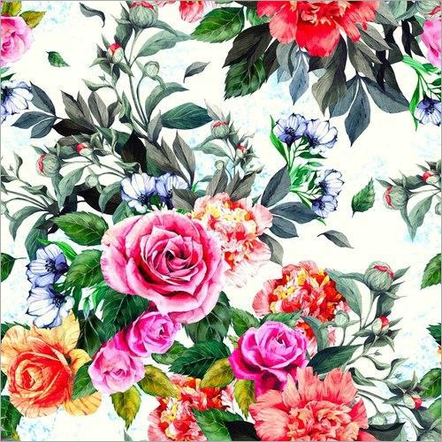 Stylish Digital Print Floral Design Fabric