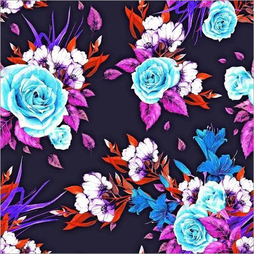 Digital Print Floral Design Cotton Fabric