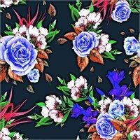 Digital Print Floral Design Cotton Fabric
