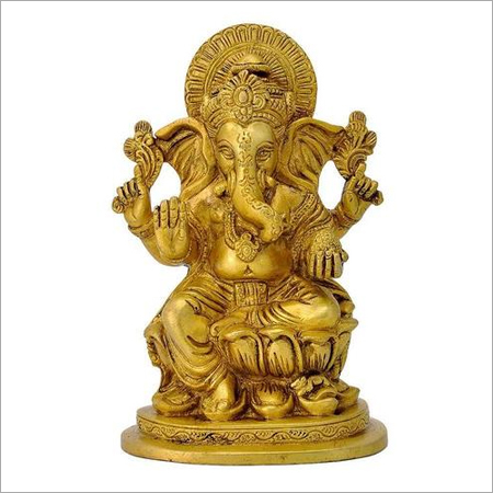Lord Ganesha - 2 Kilograms, Brass Material with Handmade Flower Theme and Indian Religious Style