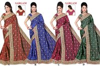 4 Color Embroidery Fancy Sarees