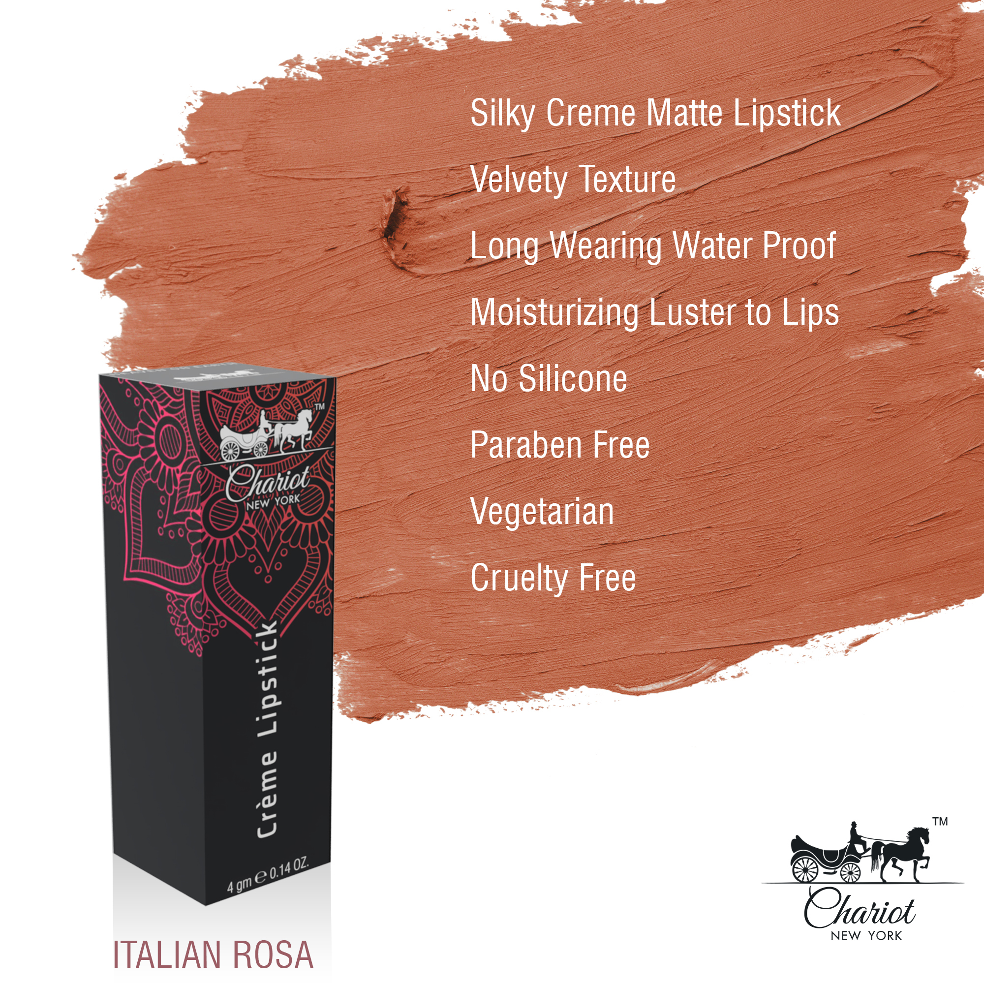 Chariot New York Italian Rosa Creme Lipstick (Peach)