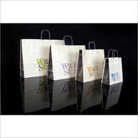 Printed Paper Carry Bags - Kraft Paper, 100-200 Piece Bundle | White, Custom Designs, Recyclable, Disposable, Rope Handles