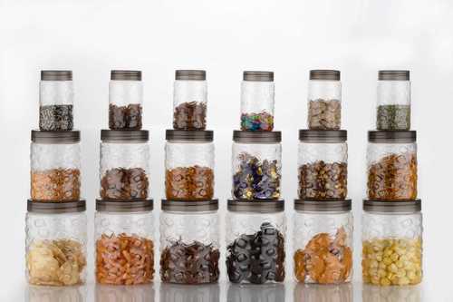 Round Stone Jars Set - 1000ml 500ml 250ml | Clear PET Air Tight Seal 100% Food Grade See-Through Lid Odorless BPA Free Durable Body