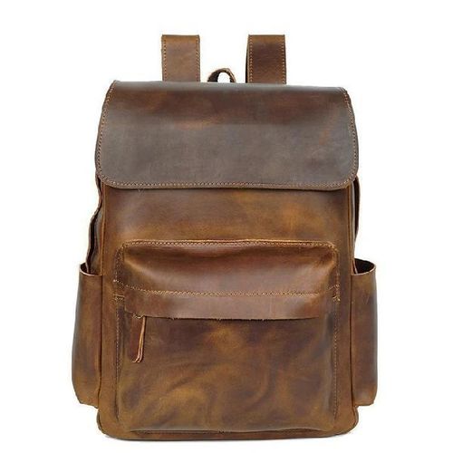 Brown Buffalo Leather Casual Backpack Bag