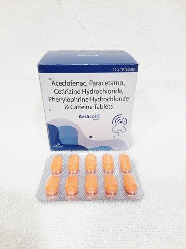 Aceclofenac, Paracetamol, Cetirizine Hcl, Phenylephrine Hcl & Caffeine Tablet