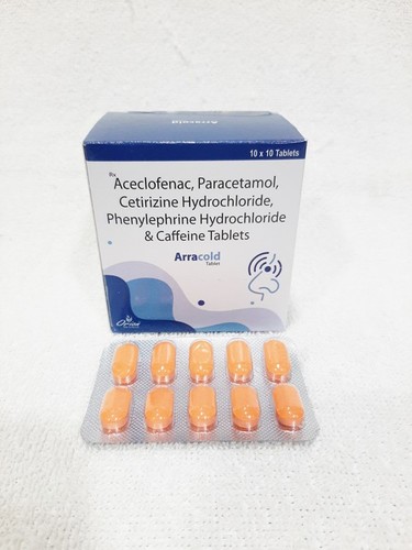 Aceclofenac, Paracetamol, Cetirizine Hcl, Phenylephrine Hcl & Caffeine Tablet