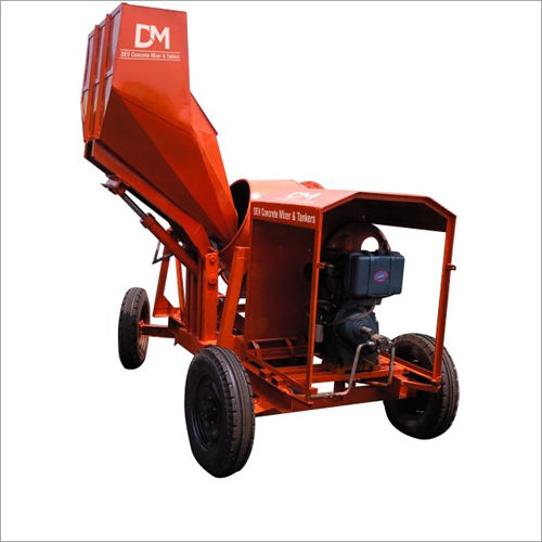 Orange Concrete Mixer With Hopper