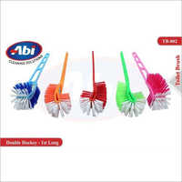 Double Hockey Toilet Cleaning Brush - Plastic Material, Multi-color Design | Commercial & Household Use, Hangable Feature