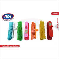 National Medium Push Broom - Plastic Material, Multi-color Including Orange, Red, Pink, Green, Yellow | For Commercial & Household Application