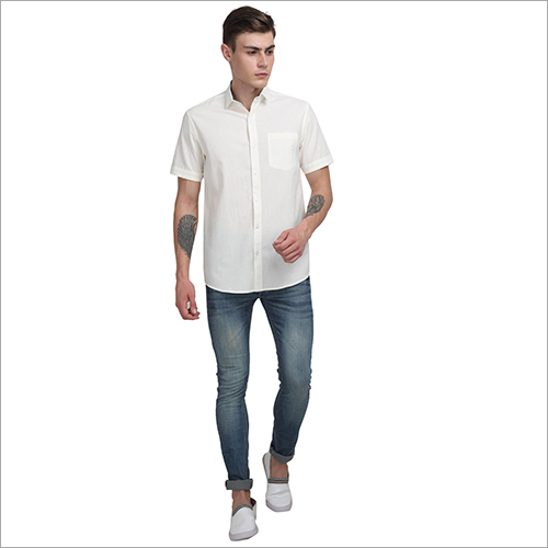 White Mens Cotton Plain Shirts