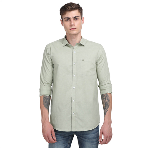 Light Grey Mens Plain Full Sleeve Shirts